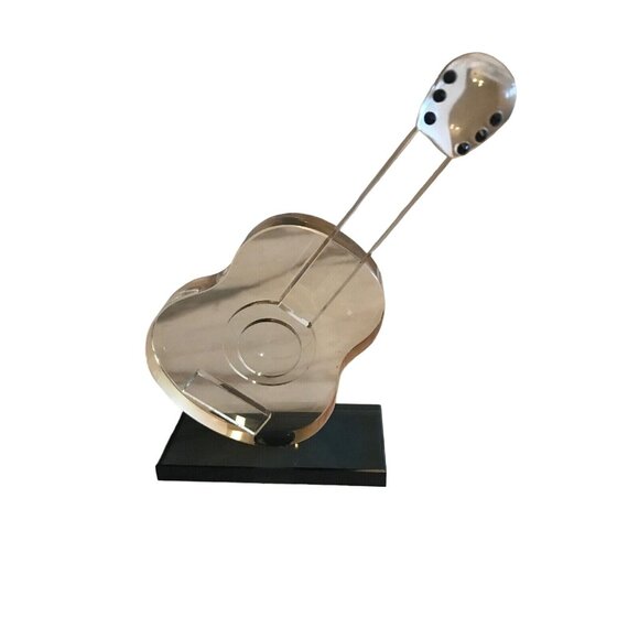 Clear Acrylic Guitar Sculpture With Black Base Music Modern Classic - Picture 1 of 6